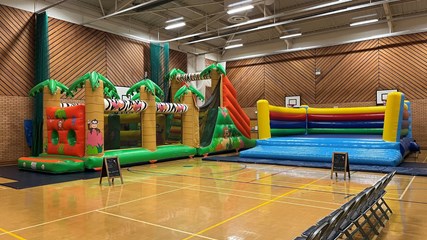 Bouncy Castle and Inflatable Run at Dawlish Leisure Centre.
