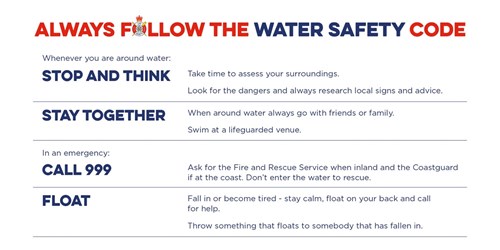 Always follow the water safety code. Drowning Prevention Week.